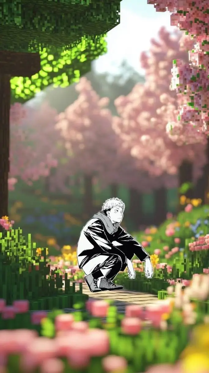ai character: JJK MINECRAFT  background
