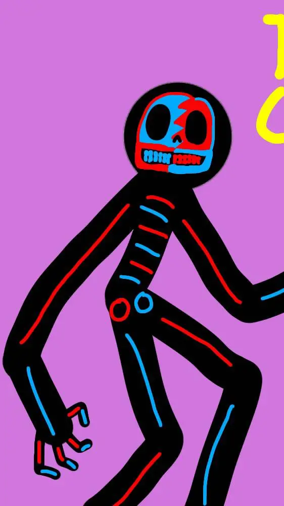 ai character: two color skeleton background