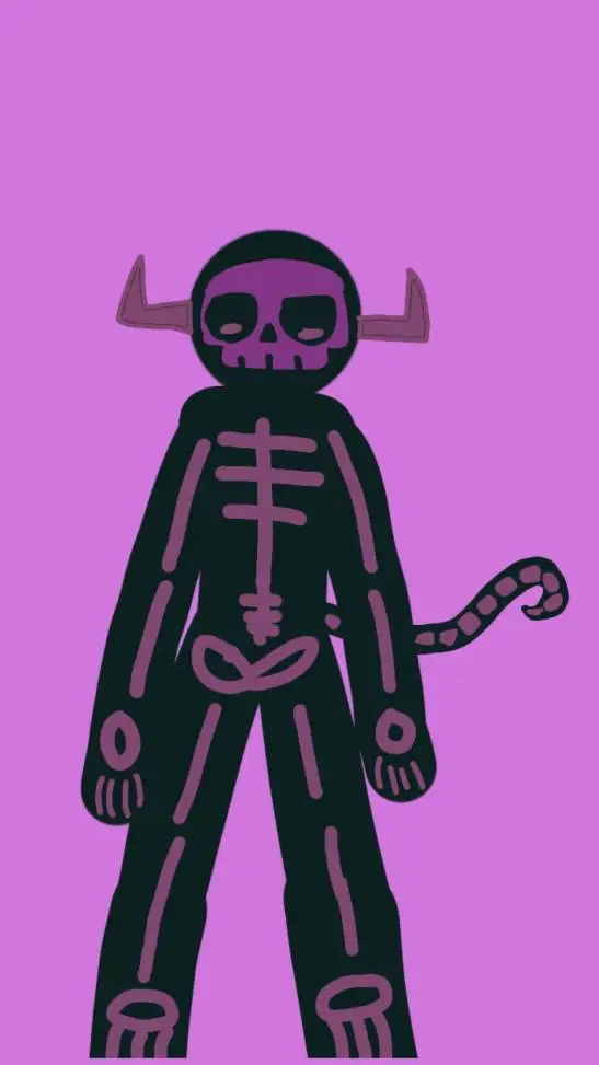 ai character: glitched skeleton  background