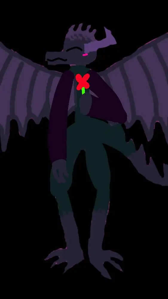 ai character: glitched dragon  background