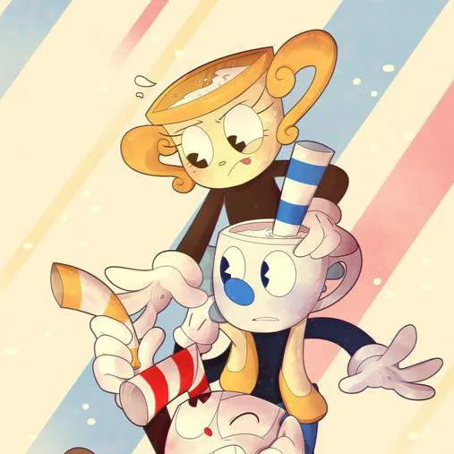 chat with ai character: Cuphead aventur ☕
