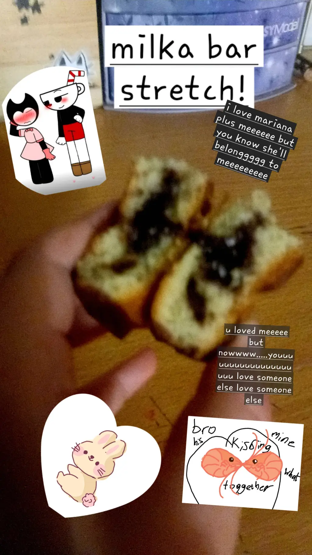 ai character: Milka bar stretc background