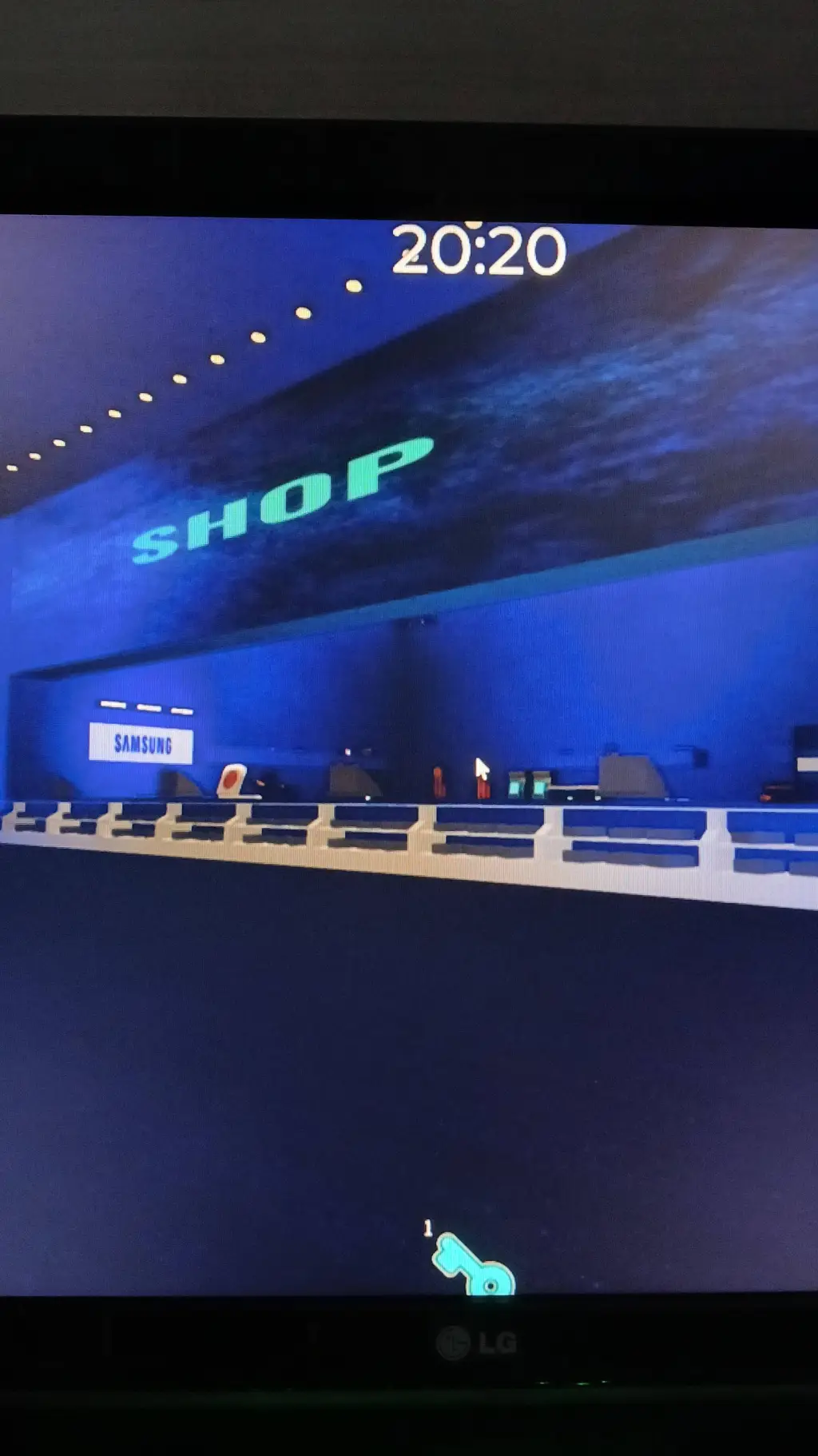 ai character: The blue shop  background