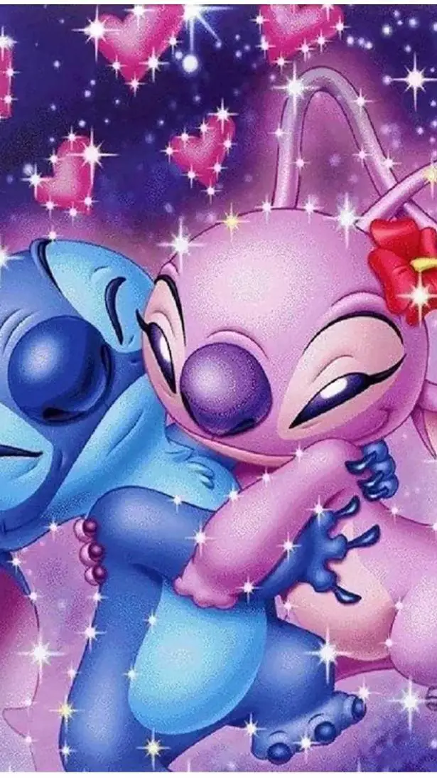 ai character: Stitch and Angel background