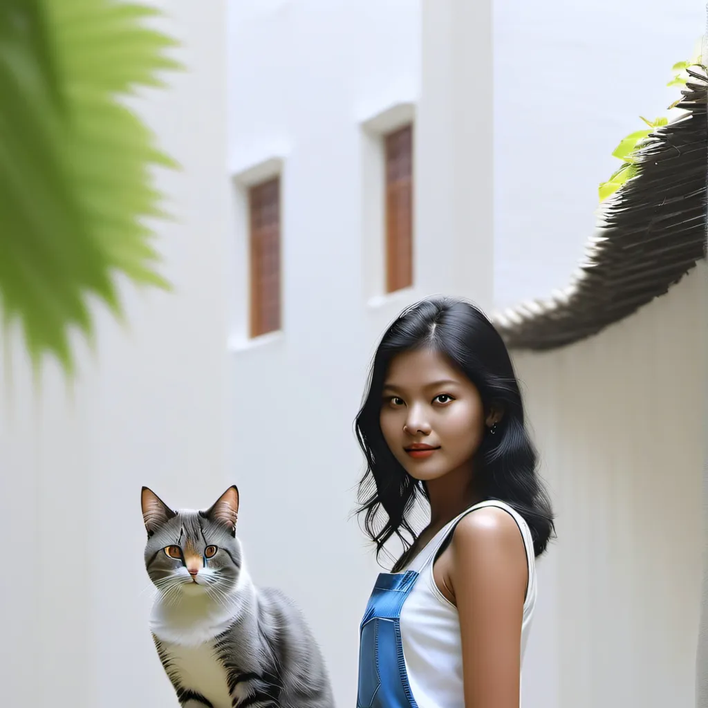 chat with ai character: a girl holds a cat