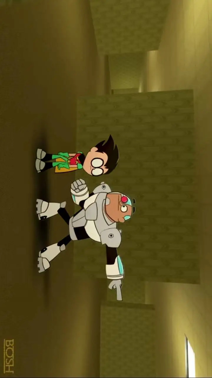 ai character: Robin y Cyborg. background