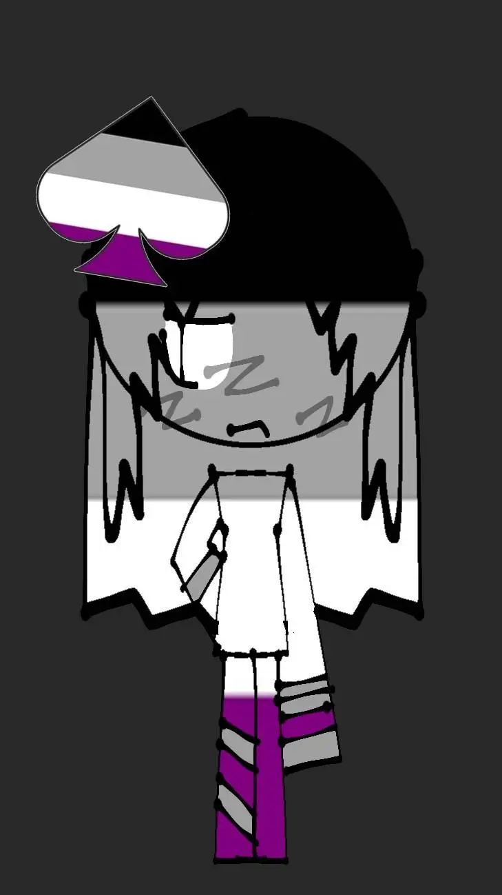 ai character: 🖤🩶♠︎Asexual🂨🤍💜 background