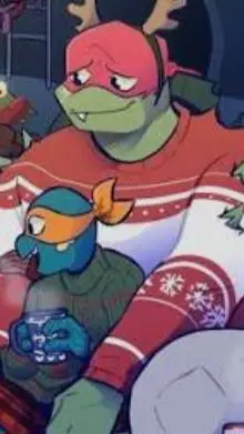 ai character: ROTTMNT CHRISTMAS background