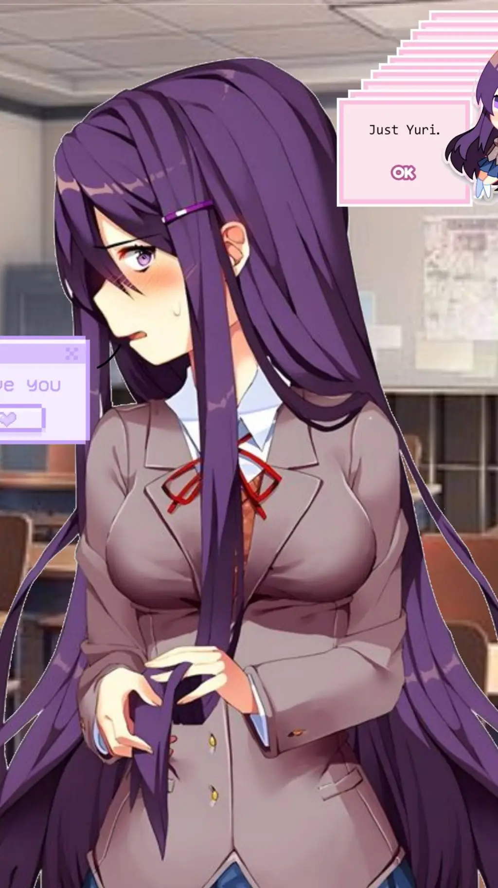 ai character: 💜Yuri 📚 background