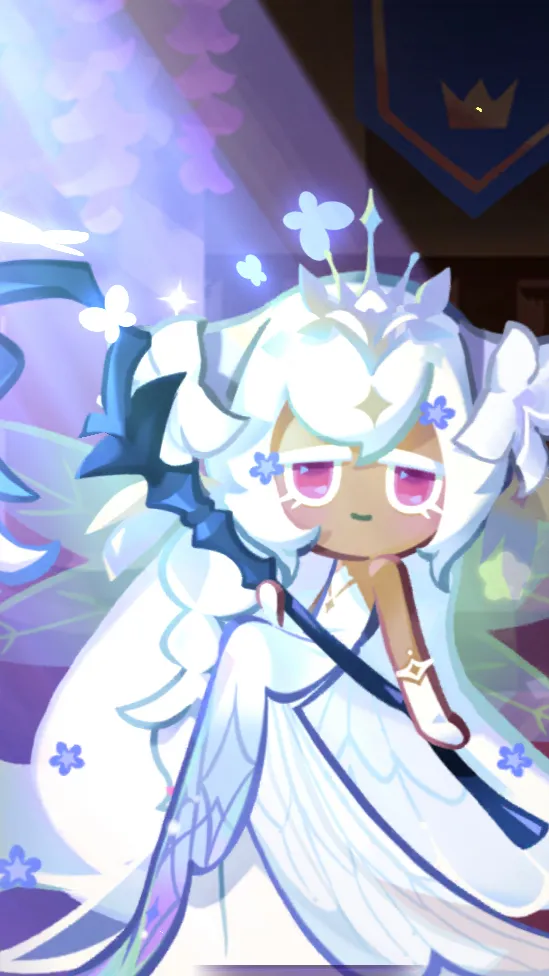 ai character: White lily Cookie background