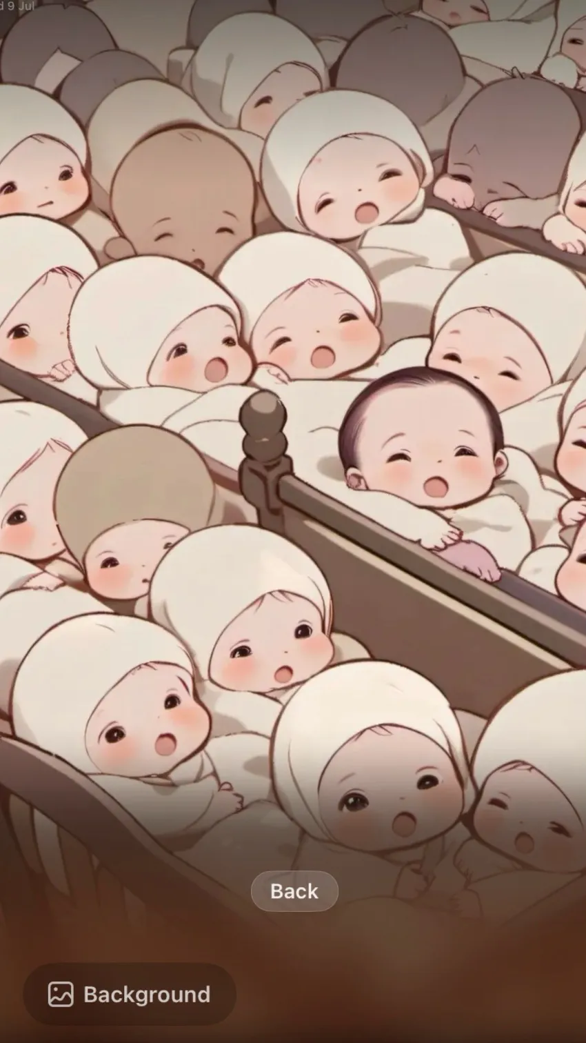 ai character: 300 Newborn Babies background