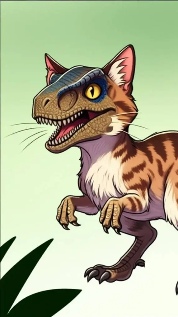 ai character: raptor cat  background