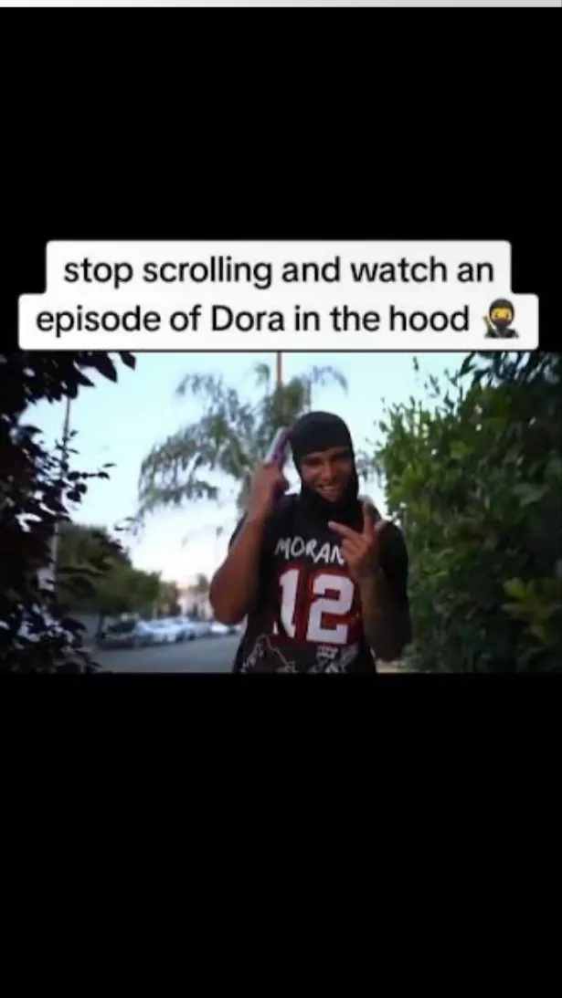 ai character: Dora from the hood background