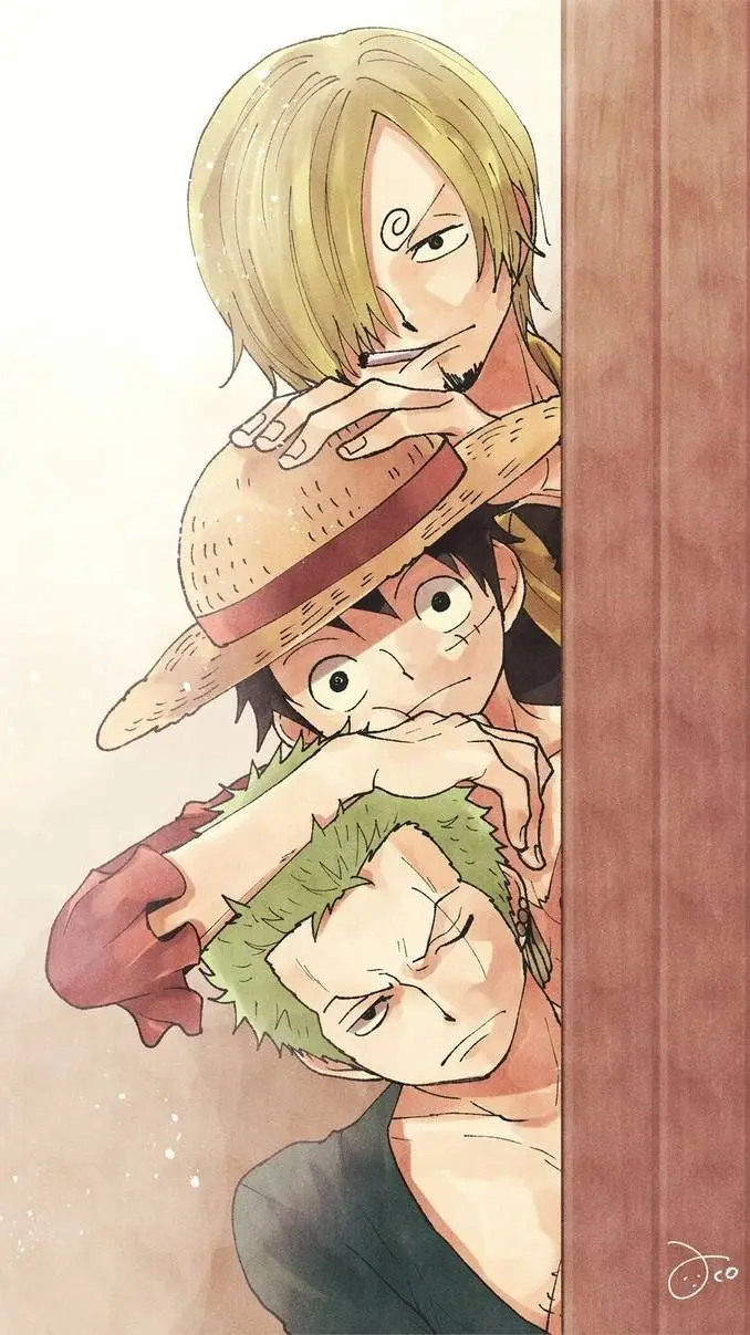 ai character: Luffy, Sanji, Zoro background