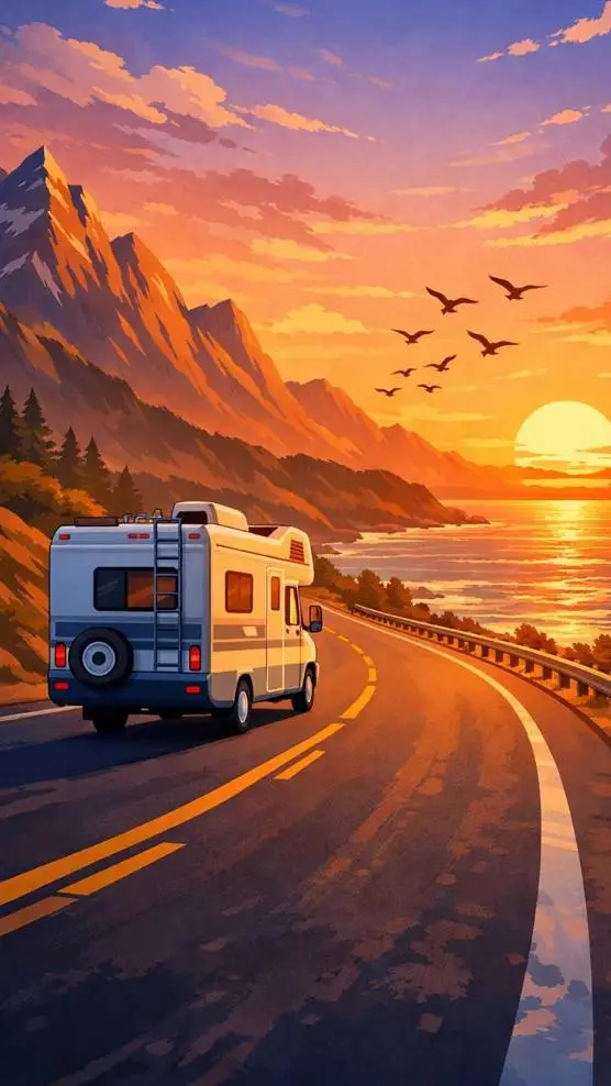 ai character: Road trip. background