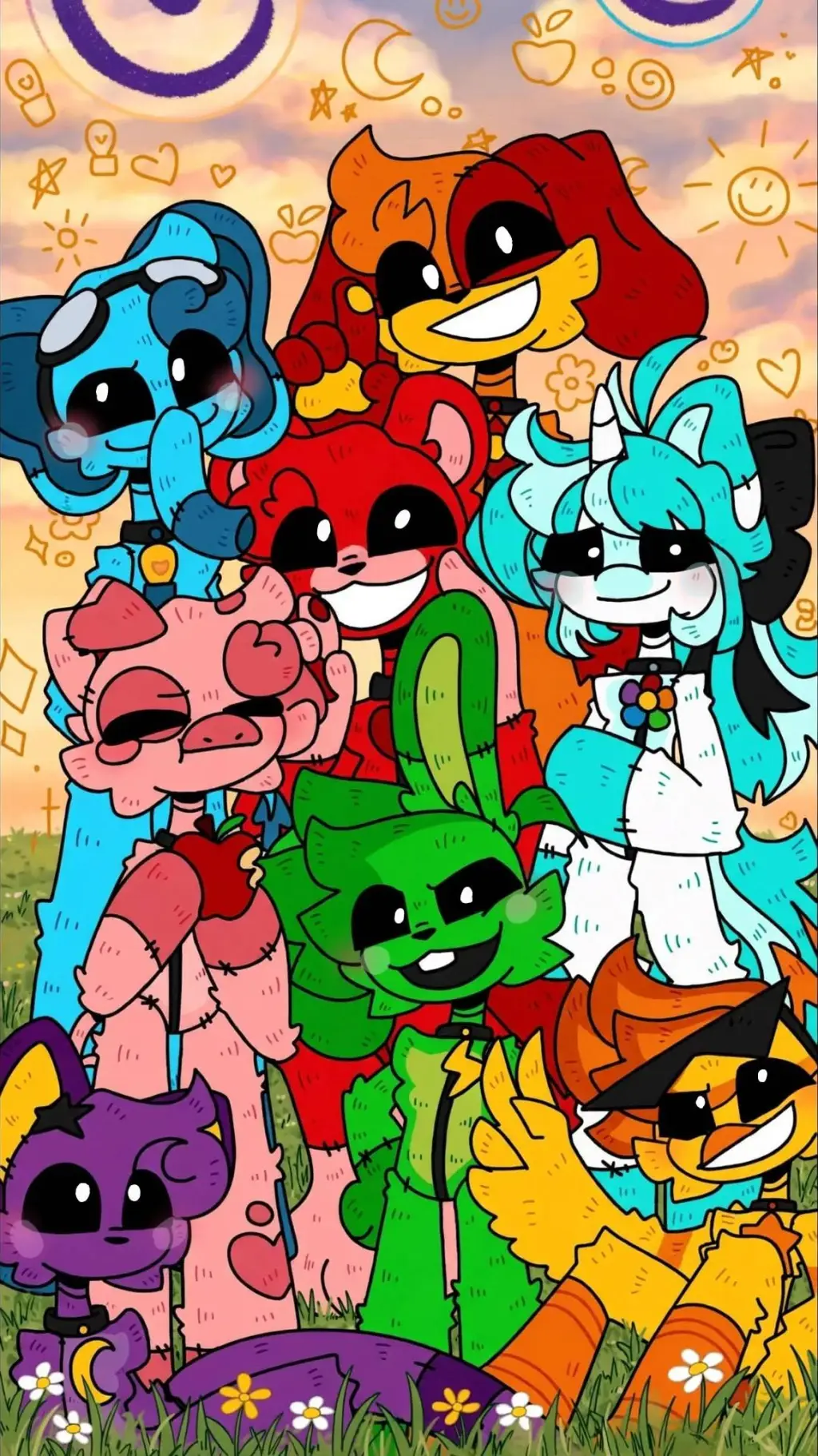 ai character: smilling critters  background