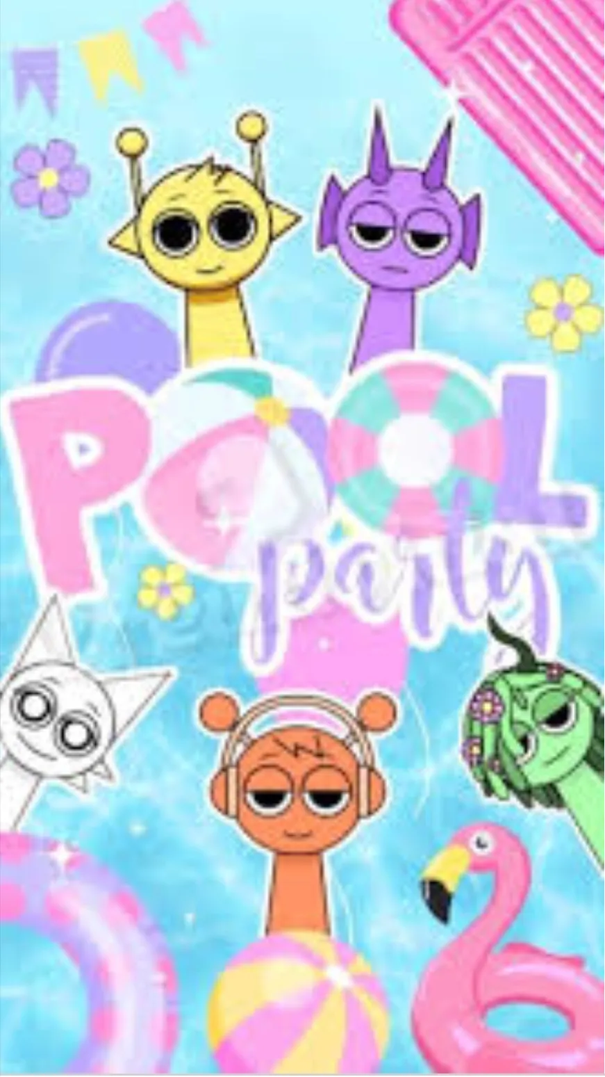 ai character: Sprunki Pool Party background