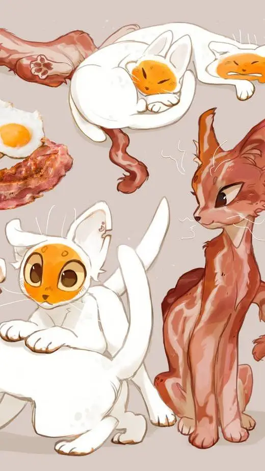 ai character: breakfast cat background