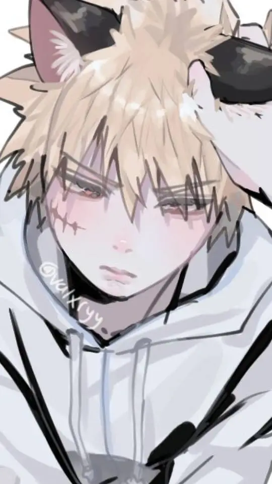 ai character: Katsuki Bakugo Cat background