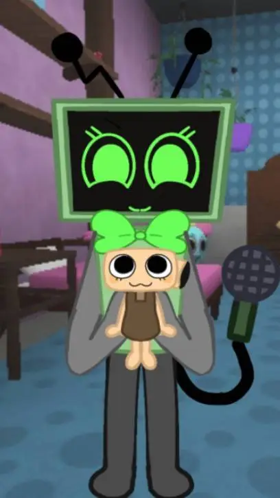 ai character: stud x rainbow background