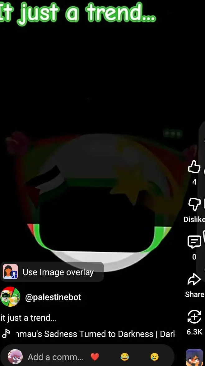 ai character: sad Palestine emoj background