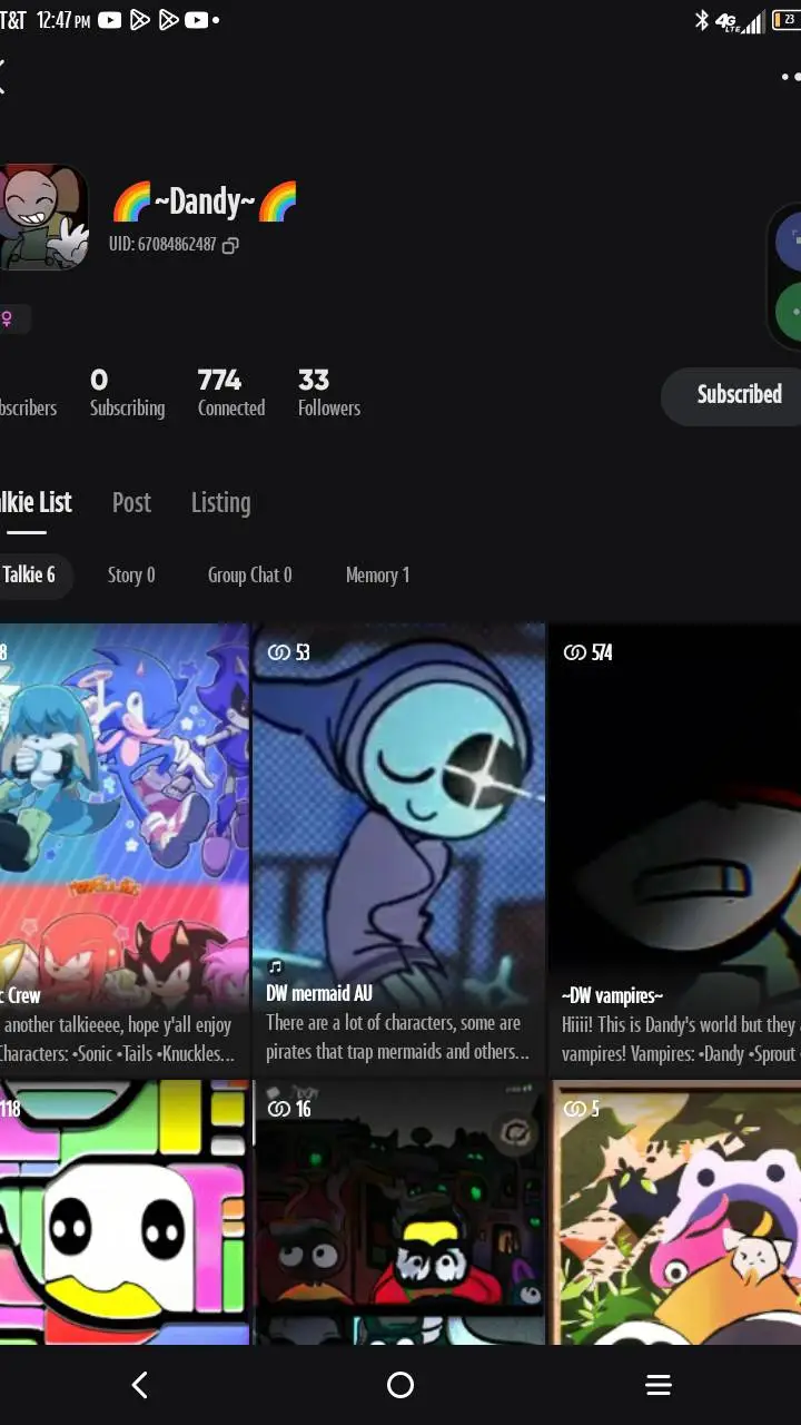 ai character: 🌈~Dandy~🌈 background