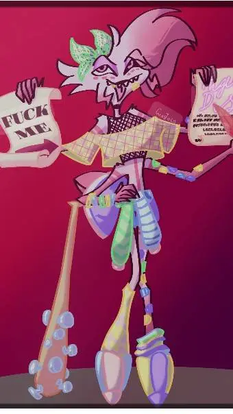 ai character: Angle dust sister background