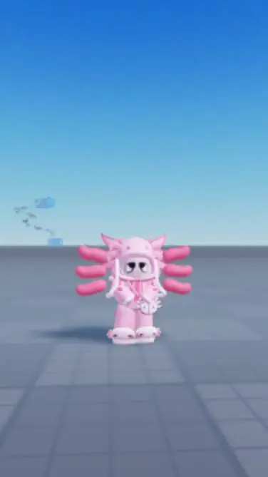 ai character: pink axolotl background