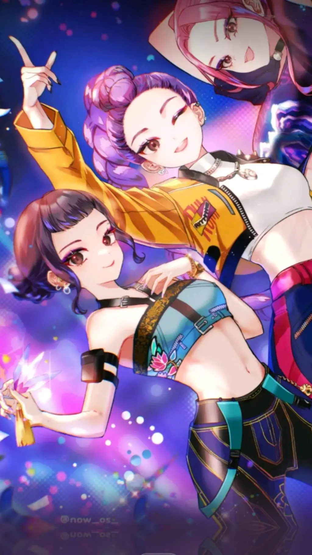 ai character: huntrix girls  background