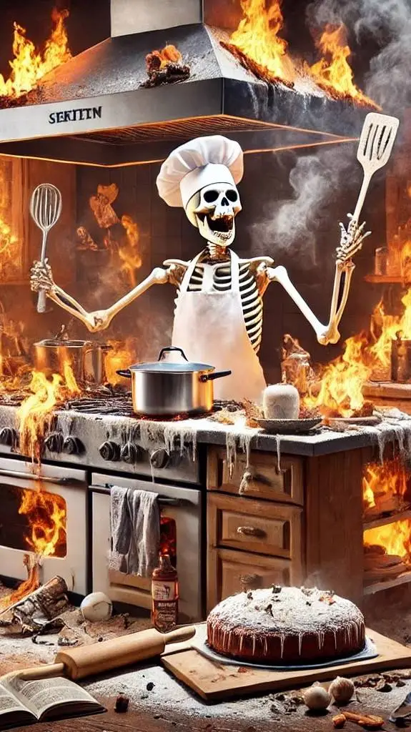 ai character: 🍽Skeleton Chef🍳 background