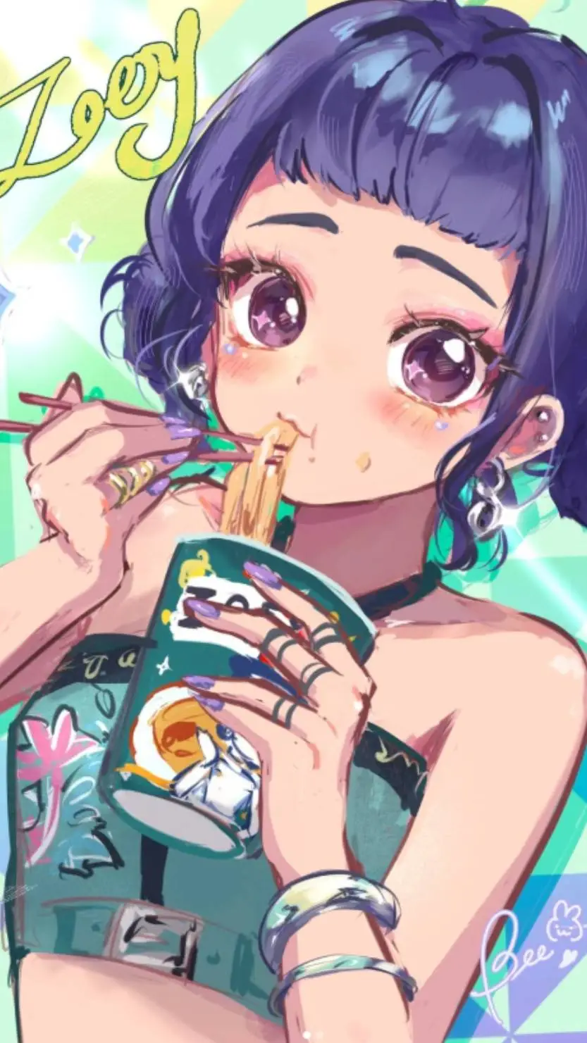 ai character: ehehee~ background