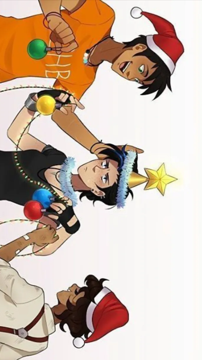 ai character: Pjo Christmas Eve  background