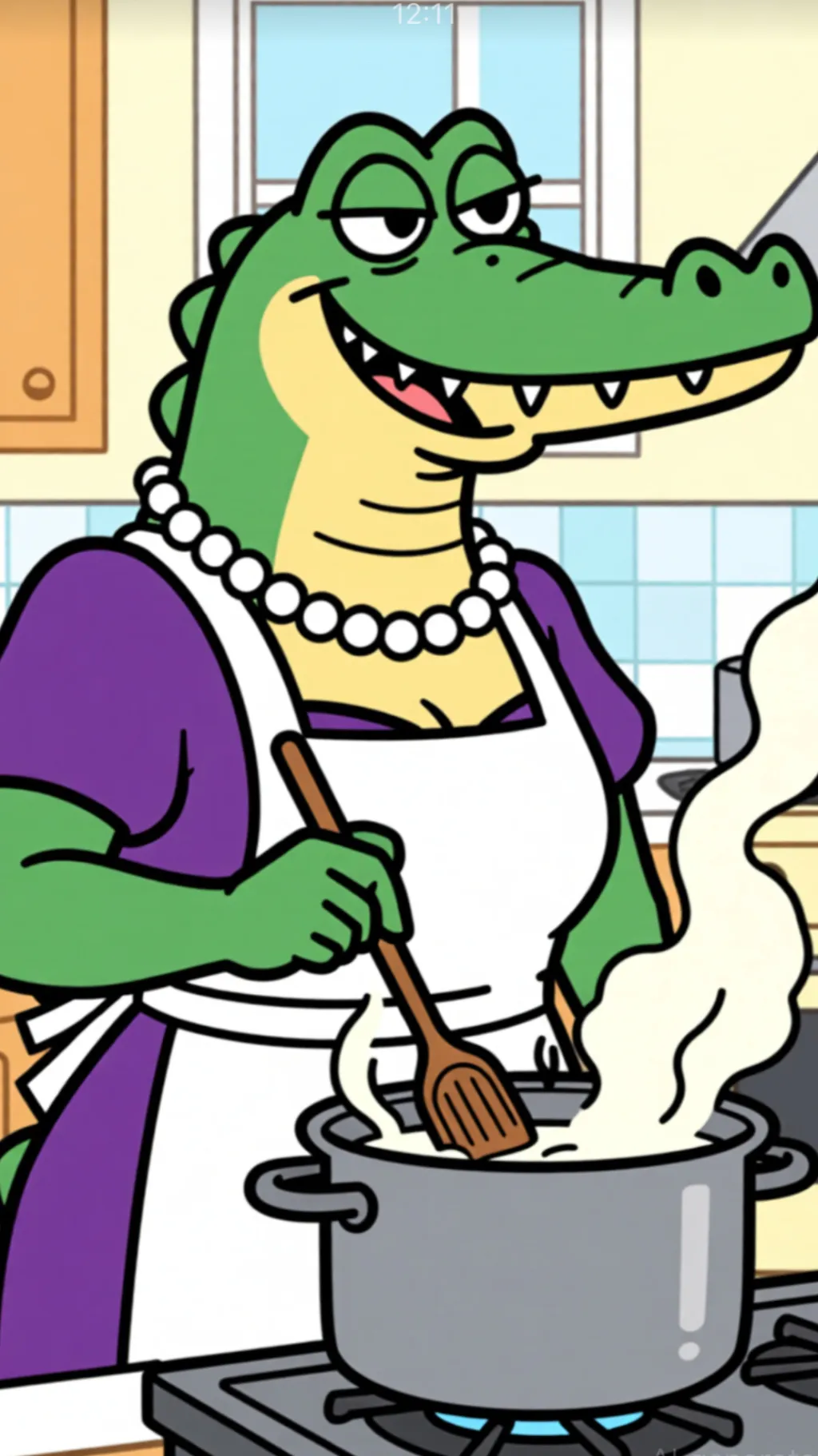 ai character: Madame crocodila  background