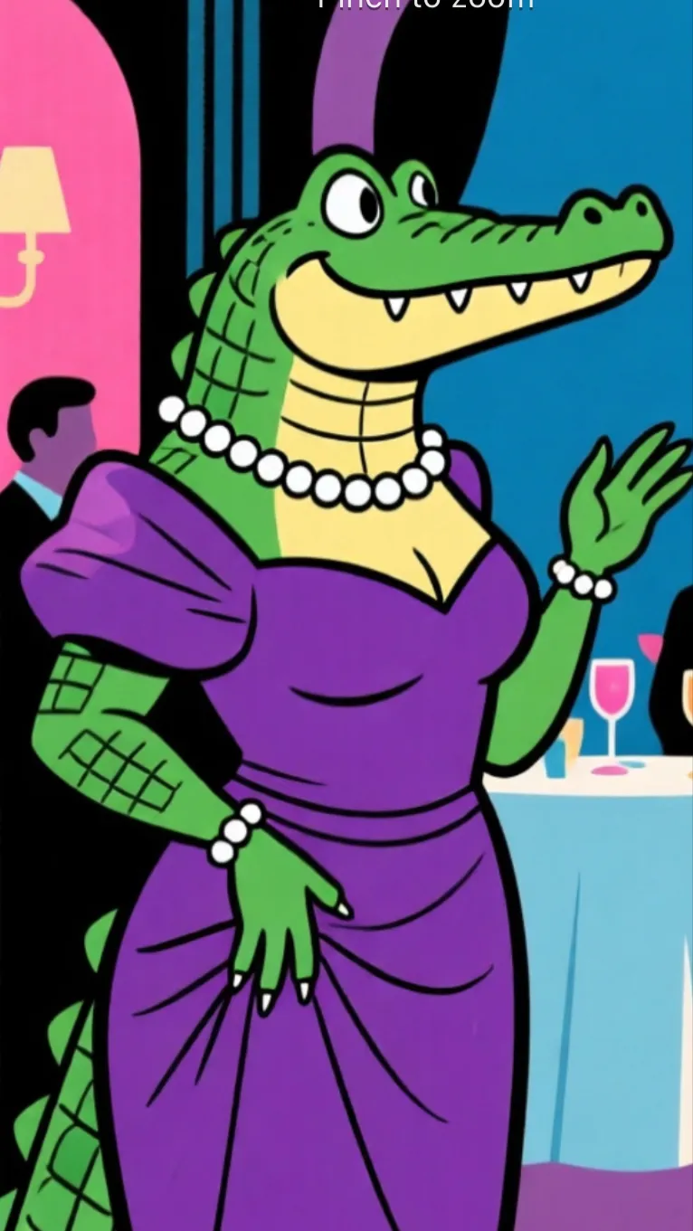 ai character: Madame Alligatora  background