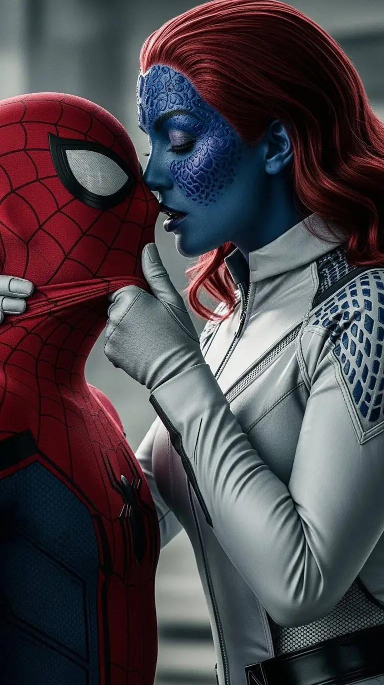 ai character: Mystique & Spidey background