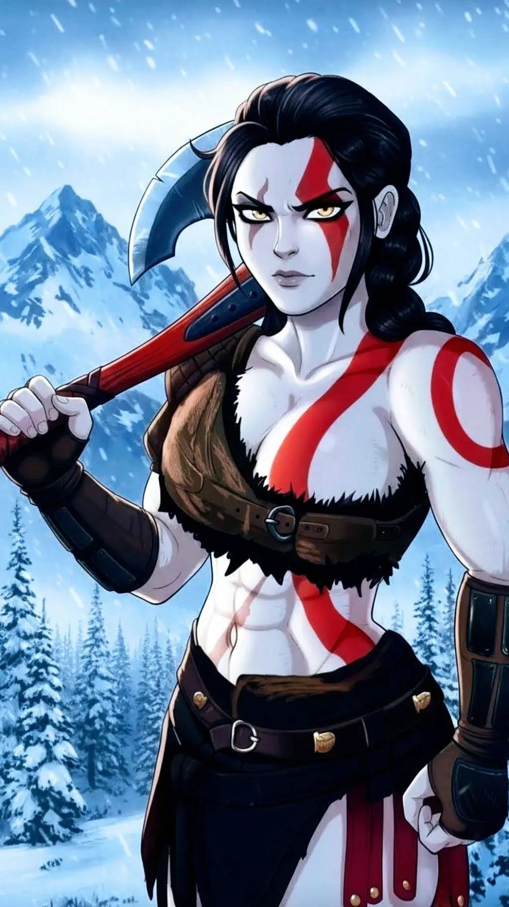 ai character: Fem Kratos background
