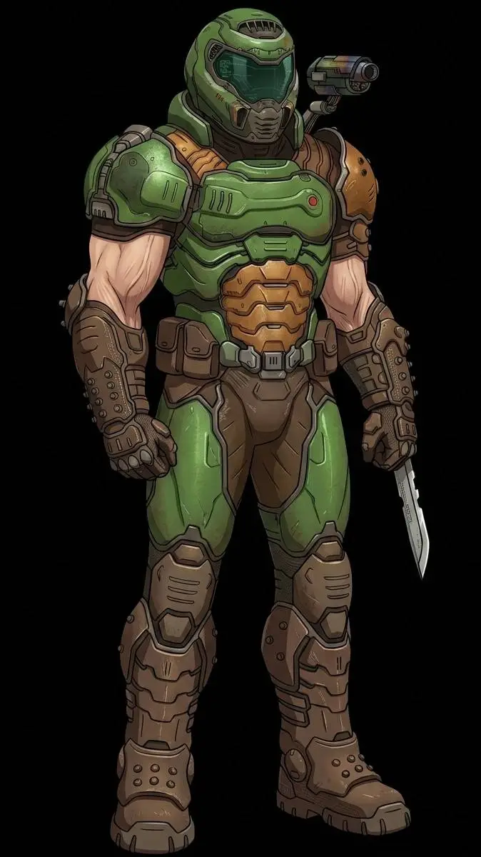 ai character: Doom Slayer Anime background