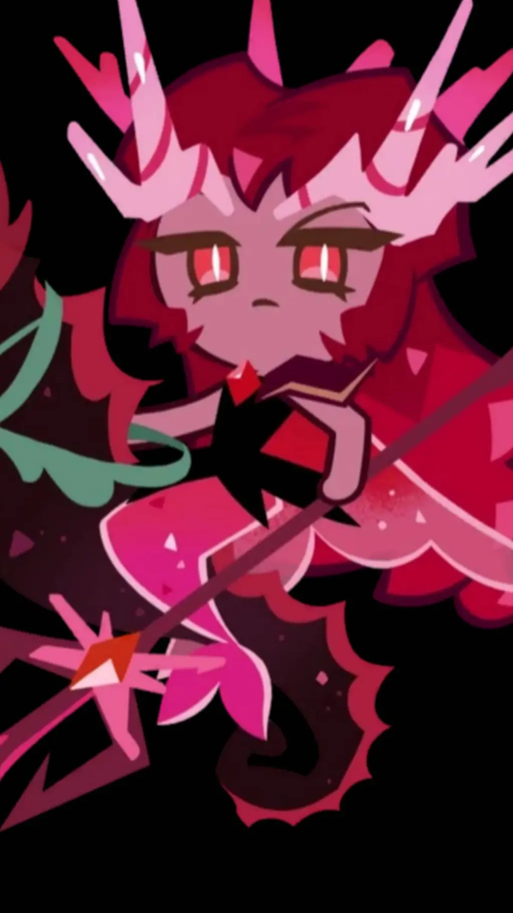 ai character: crimson coral background