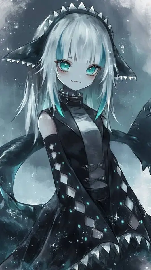 ai character: shark gf aqua background