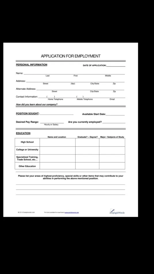 ai character: Job application ￼ background