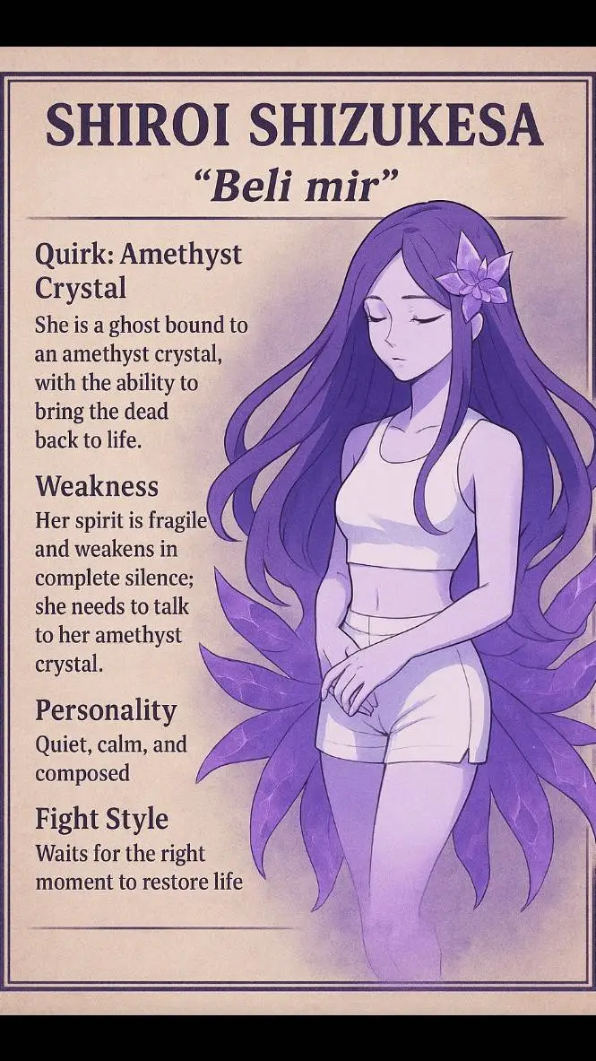 ai character: Amethyst crystal 🔮 background