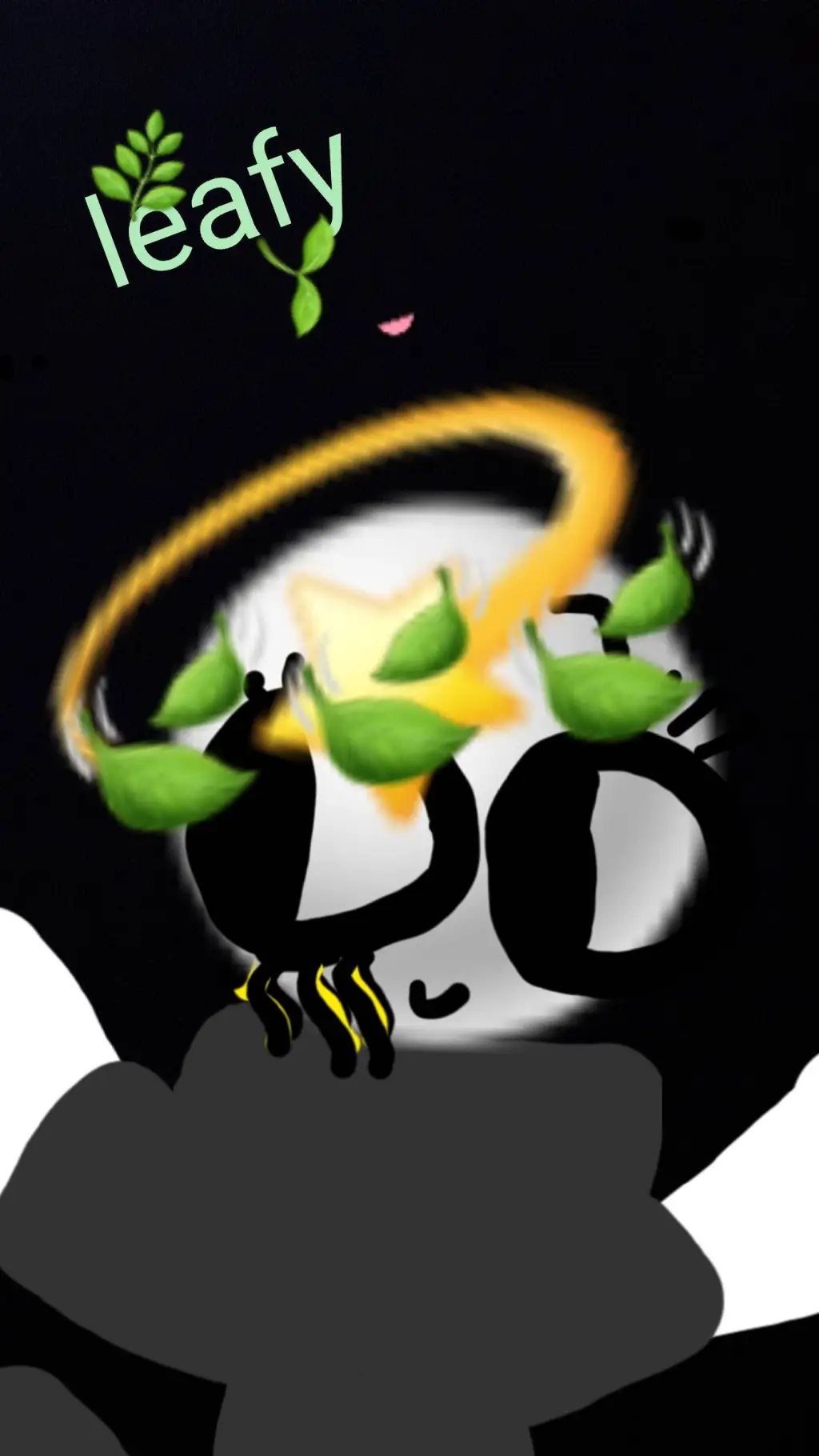 ai character: leafy background