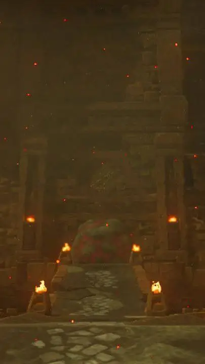 ai character: templo del fuego background