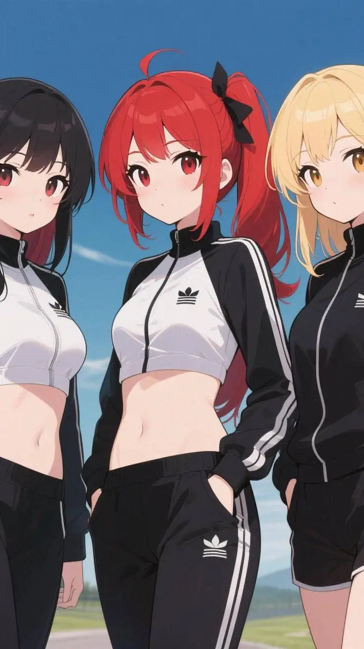 ai character: 3 athletic girls background