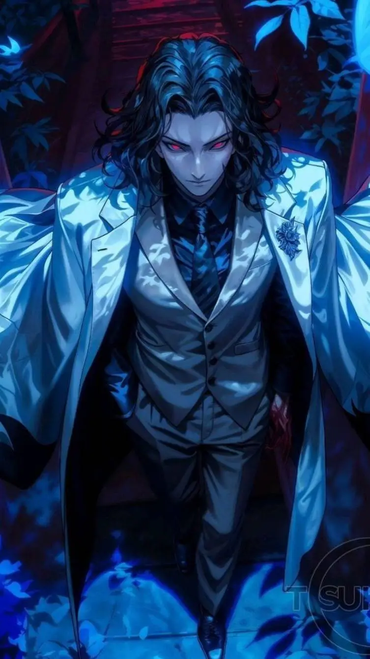 ai character: ❄️Muzan Kibutsuji🩵 background