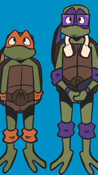 ai character: Mikey and Donnie  background