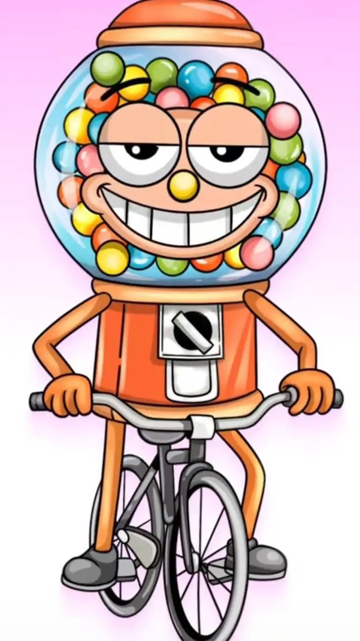 ai character: 🟢🟠🟣🚲 background