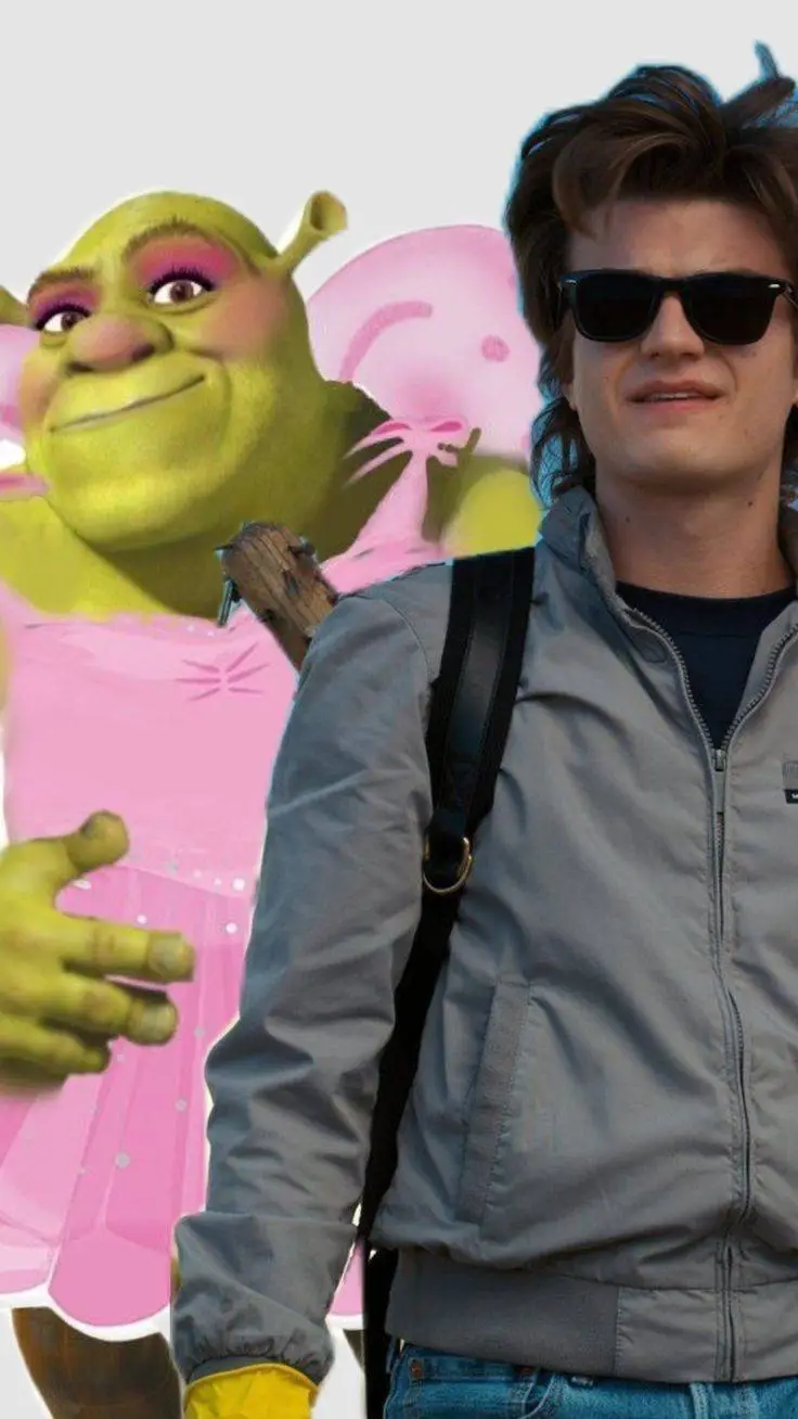 ai character: Steve and Shrek background