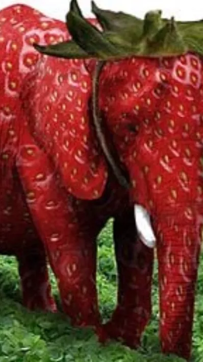 ai character: StrawberryElephant background