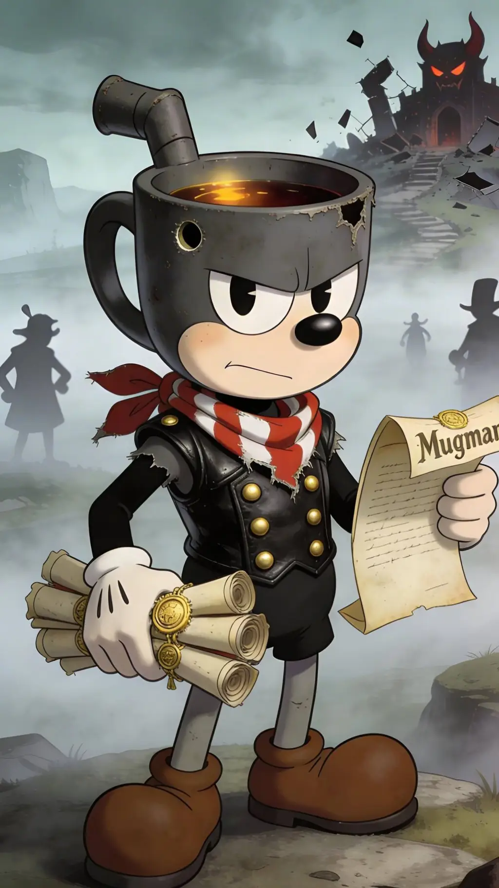 ai character: Cuphead Malvado background